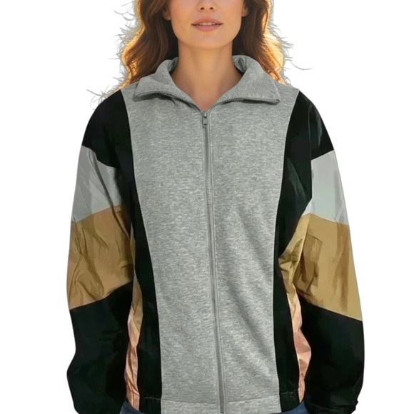 Urban Outfitters Out From Under Brooklyn Colorblock Zip Jacket Dolman Sleeve S - Picture 12 of 12